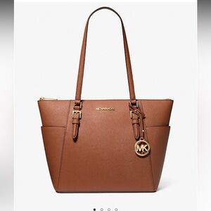 Charlotte Large Saffiano Leather Top-Zip Tote Bag